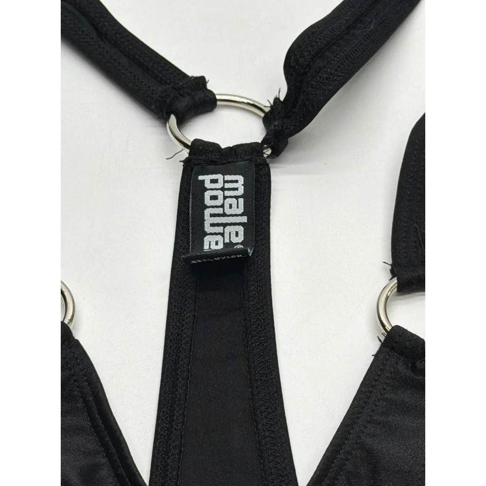 Male Power Mens Black O-Ring Thong Bodysuit Harness Style Size L/XL